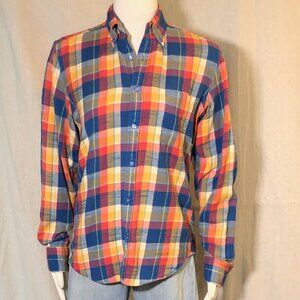 Gant Blue Orange Yellow Plaid Shirt S
